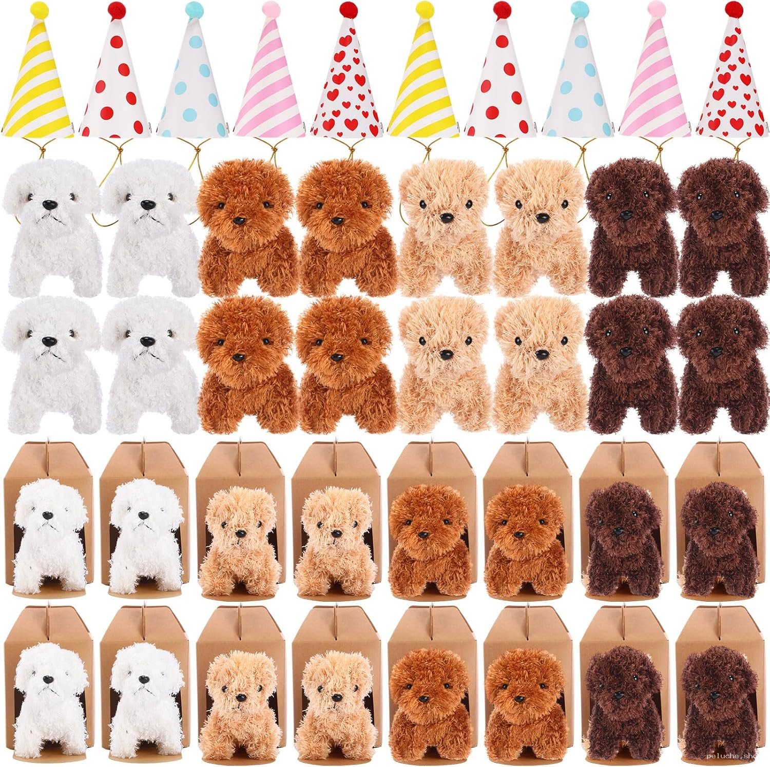 Lot de Peluches Chiens Porte-clés pour Fête & Cadeaux