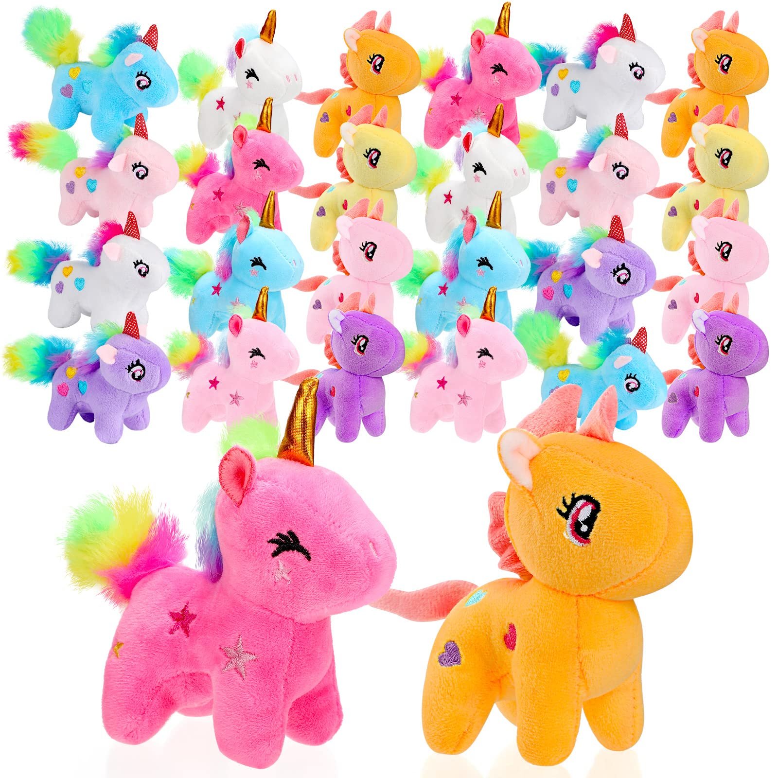 Lot de 24 mini licornes en peluche colorées - Cadeaux enfants