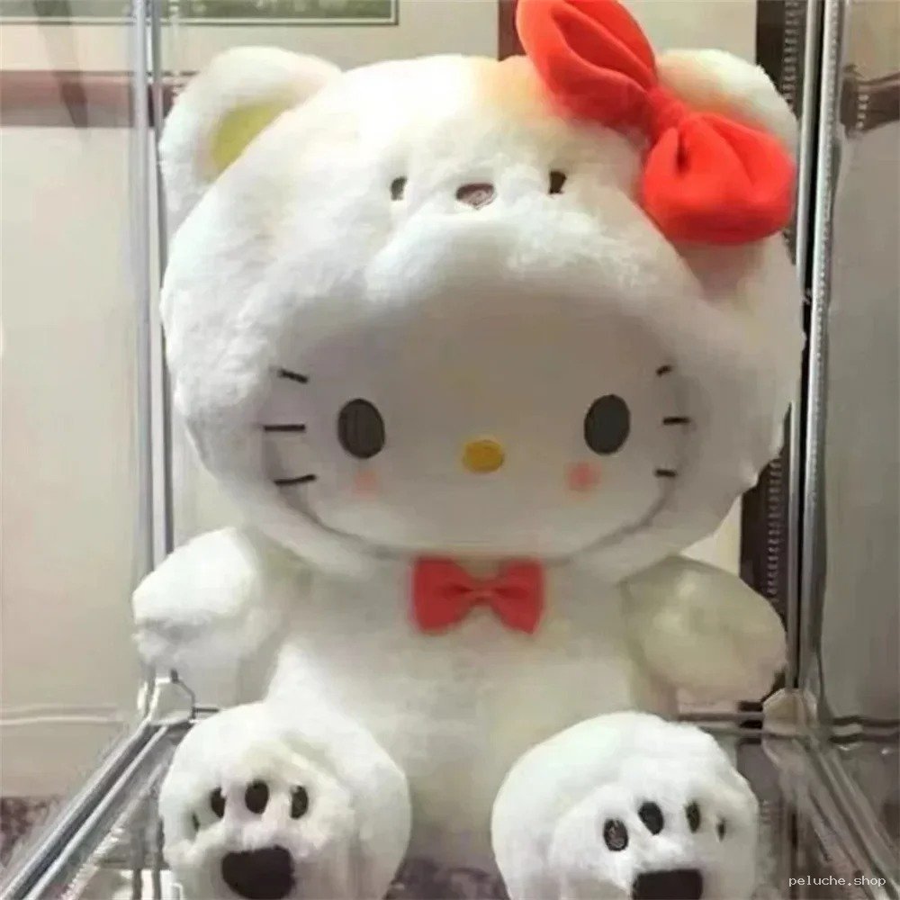 Peluche Hello Kitty en Costume d'Ours Blanc - Adorable