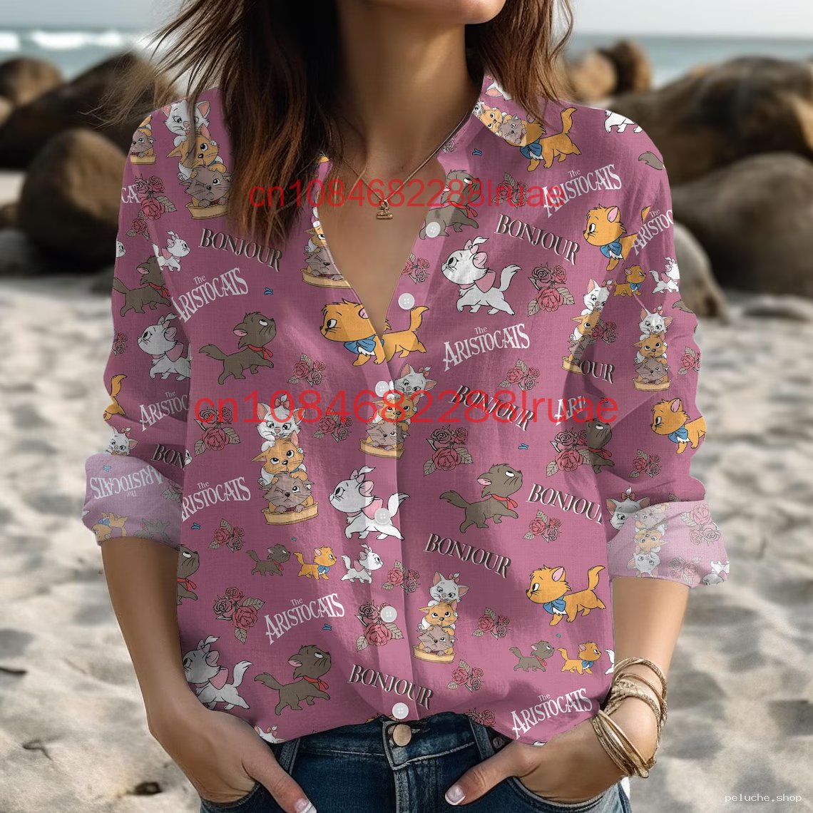 Chemise Femme Aristochats Disney Rose | Blouse Chats Mignons