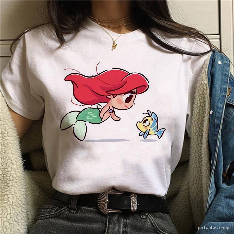 T-shirt Disney Ariel & Polochon La Petite Sirène Femme Blanc