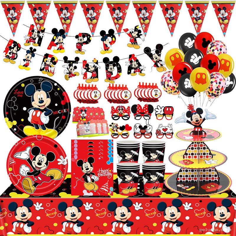 Kit Déco Anniversaire Mickey Mouse – Vaisselle & Ballons