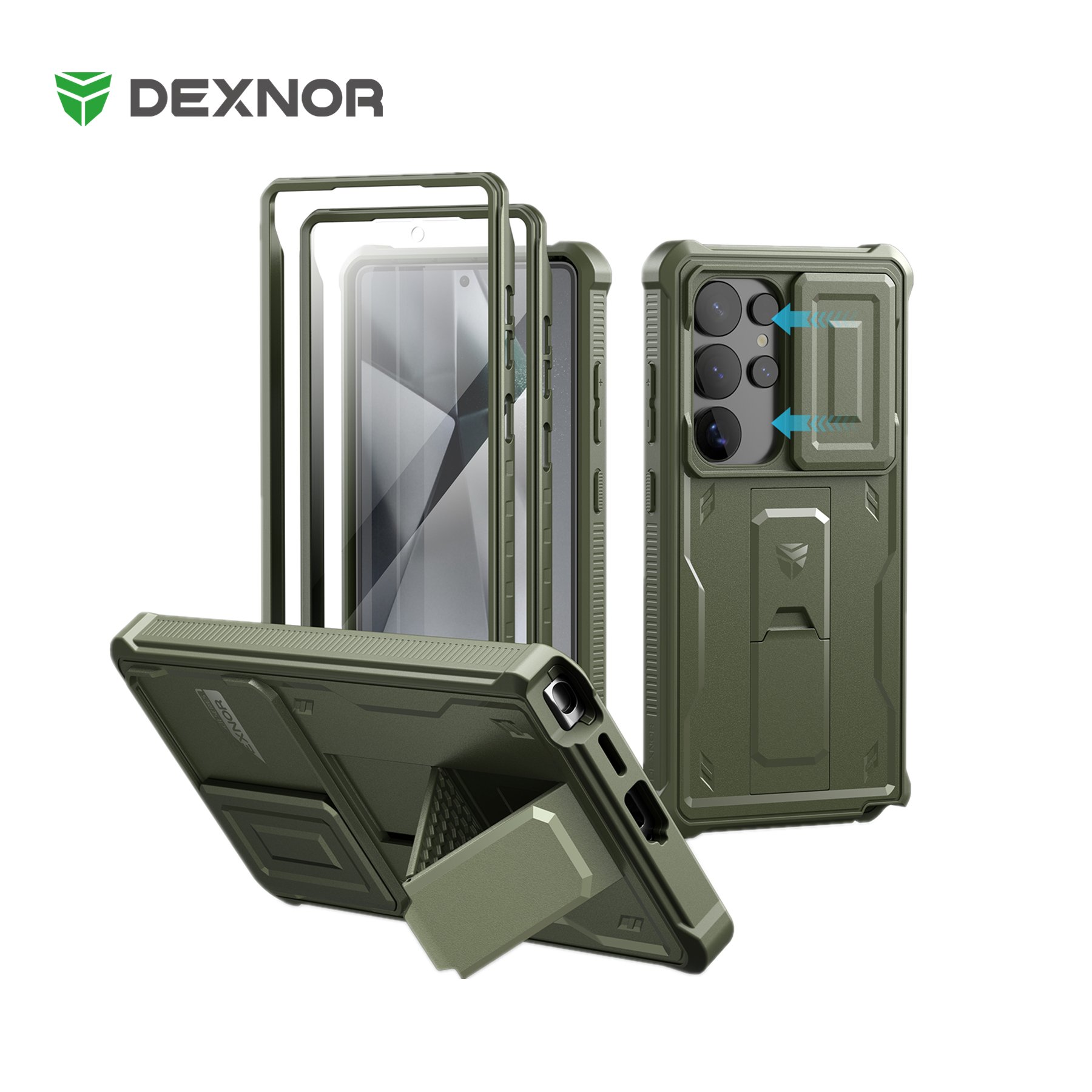 Coque Renforcée DEXNOR Vert Militaire Galaxy S23 Ultra Anti-Choc