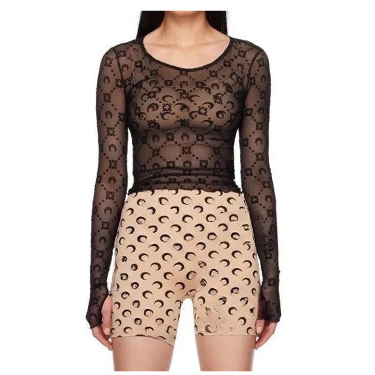 Top Transparent Manches Longues Lune & Short Biker Femme