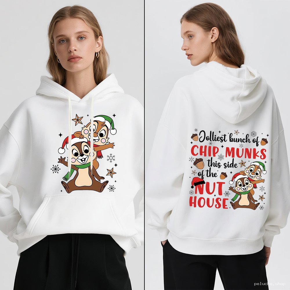 Sweat à capuche Tic et Tac Noël - Le plus joyeux des écureuils