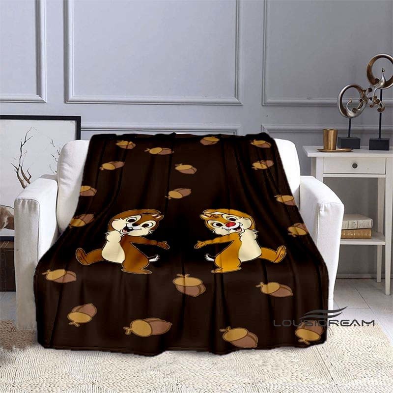 Plaid Doux Tic et Tac | Couverture Enfants Dessin Animé Marron