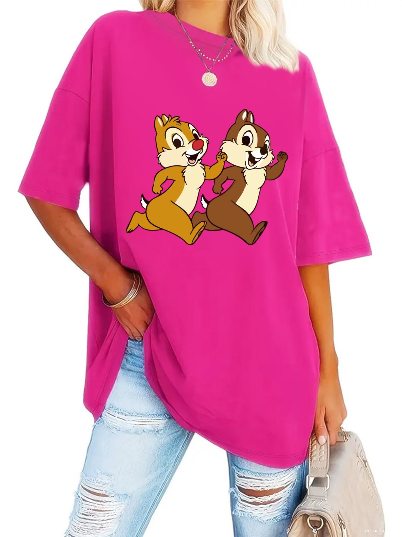 T-shirt Oversize Rose Tic et Tac Disney | Confort & Style
