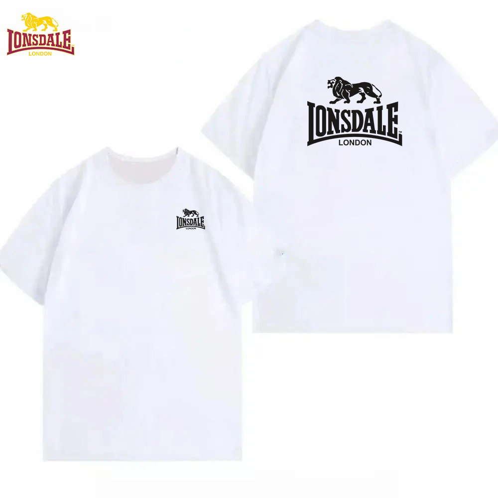 T-shirt Lonsdale Blanc Homme Logo Noir Coton Classique