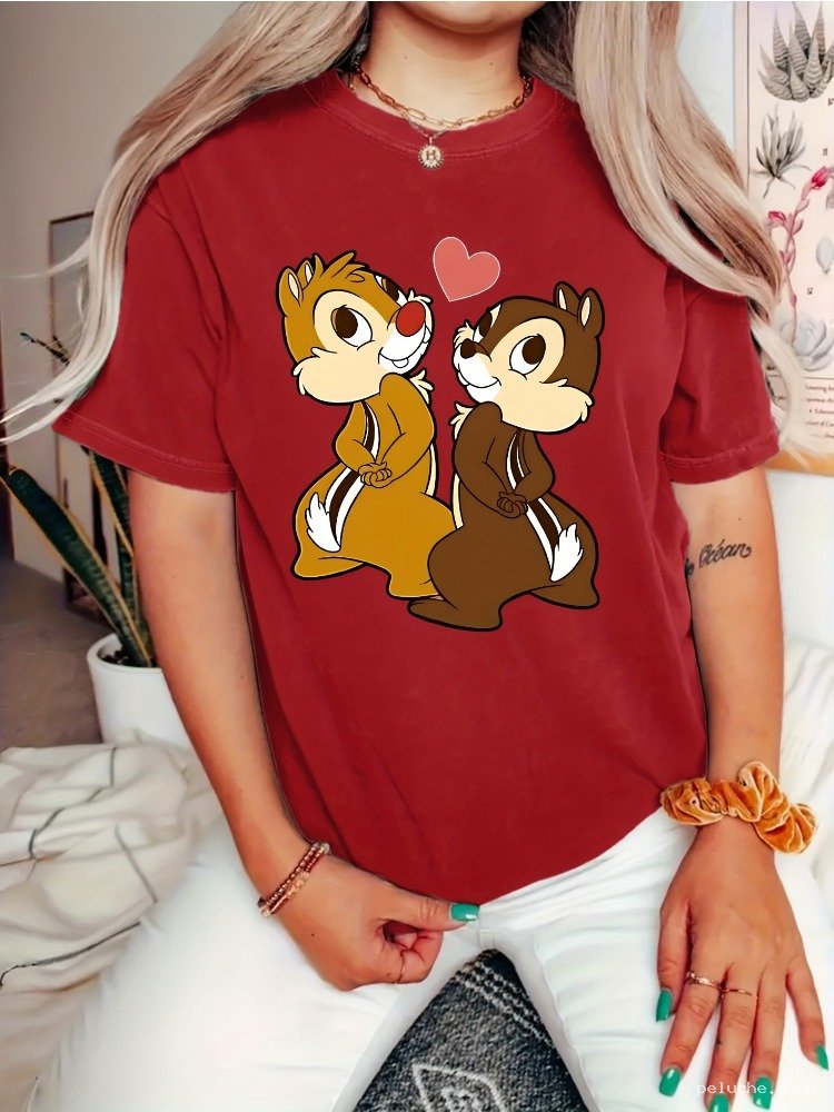 T-shirt Rouge Tic et Tac Amour Disney - Confort et Style