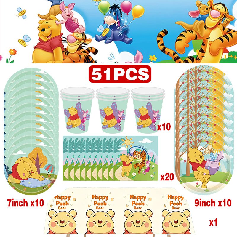 Kit Anniversaire Winnie l'Ourson 51 Pièces - Fête Enfant