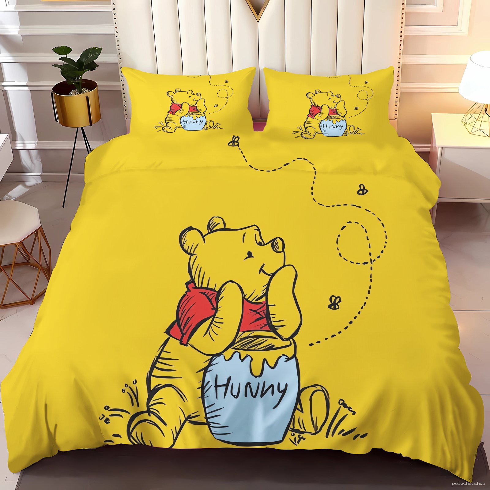 Housse de couette Winnie l'Ourson jaune - Ensemble de lit