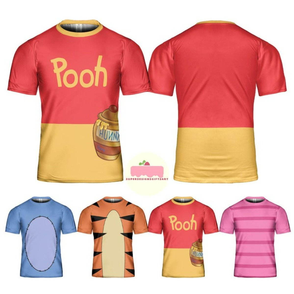 T-shirts Personnages Winnie l'Ourson : Pooh, Tigrou, Porcinet