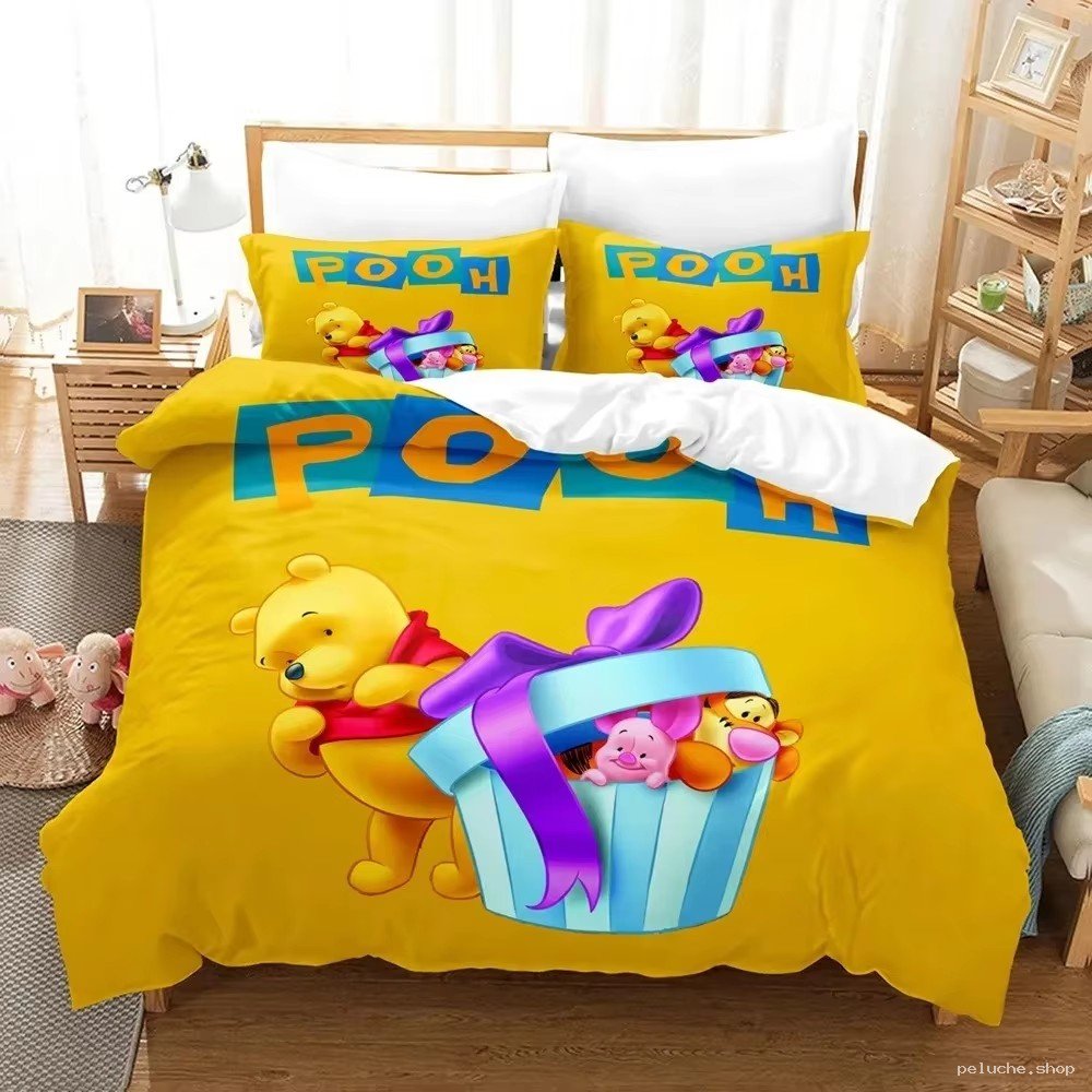 Parure de Lit Winnie l'Ourson Jaune - Housse de Couette Enfant
