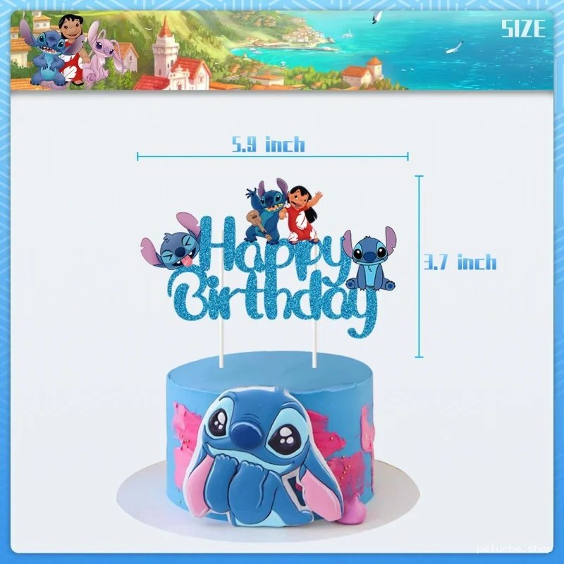Topper Gâteau Anniversaire Stitch Lilo & Angel - Fête Enfant