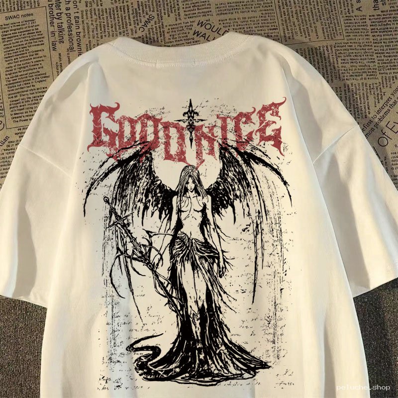 T-shirt Gothique Ange Sombre Ailes Unisexe - Streetwear Tendance