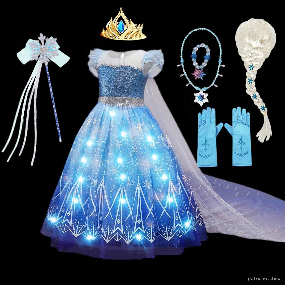 Costume Elsa Lumineux pour Fille - Robe et Accessoires Magiques