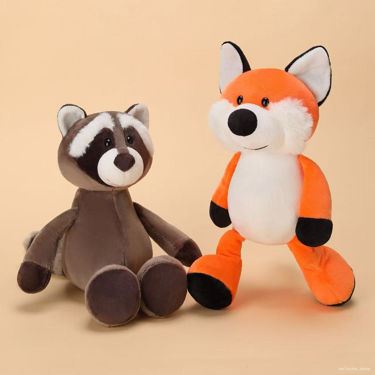Peluche Raton Laveur & Renard Mignons - Douceur Assurée