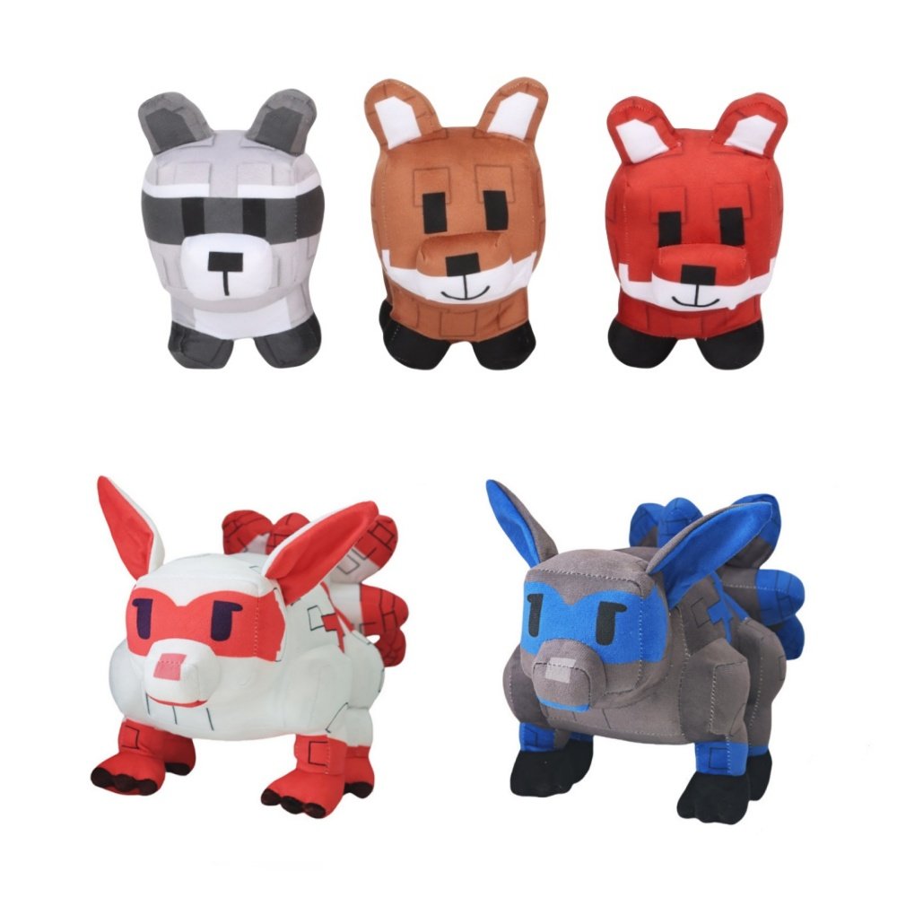 Peluches Minecraft Animaux & Créatures – Renard, Raton Laveur