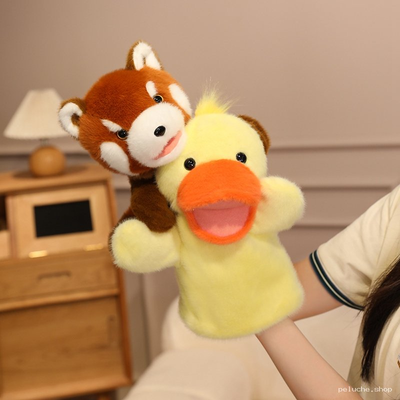 Duo Marionnettes Peluche : Panda Roux et Canard Amusant