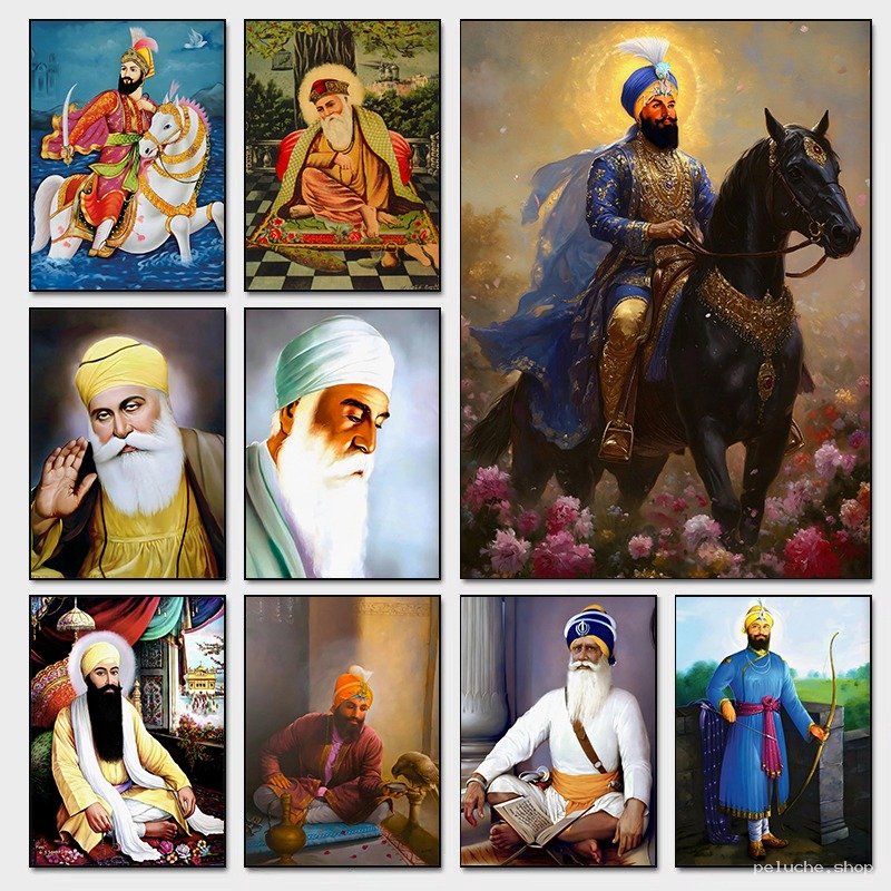 Portraits des Gurus Sikhs | Art spirituel et religieux