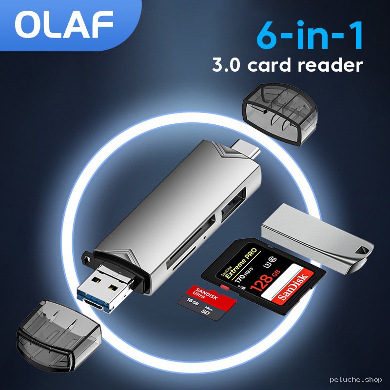 OLAF Lecteur de Cartes 6-en-1 USB 3.0 Haute Vitesse - USB-C