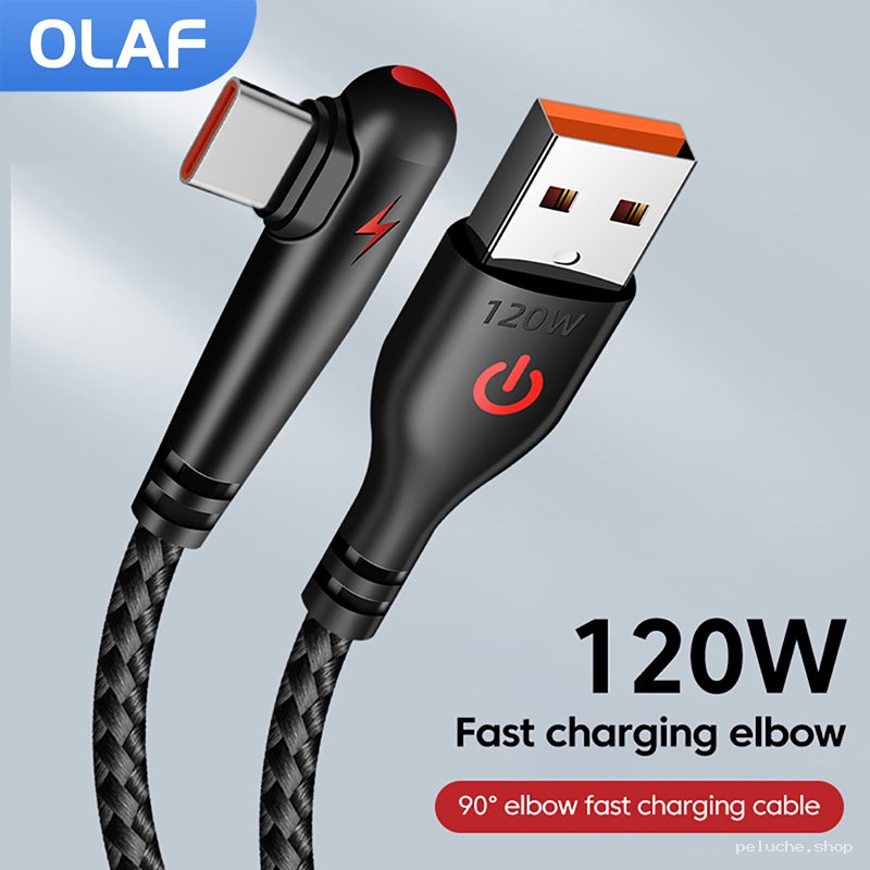 Câble OLAF USB-C 120W Coudé 90° – Charge Rapide