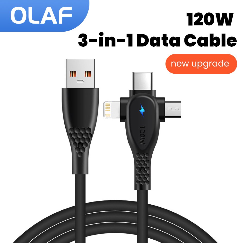 Câble de données 3-en-1 OLAF 120W - Charge rapide universelle