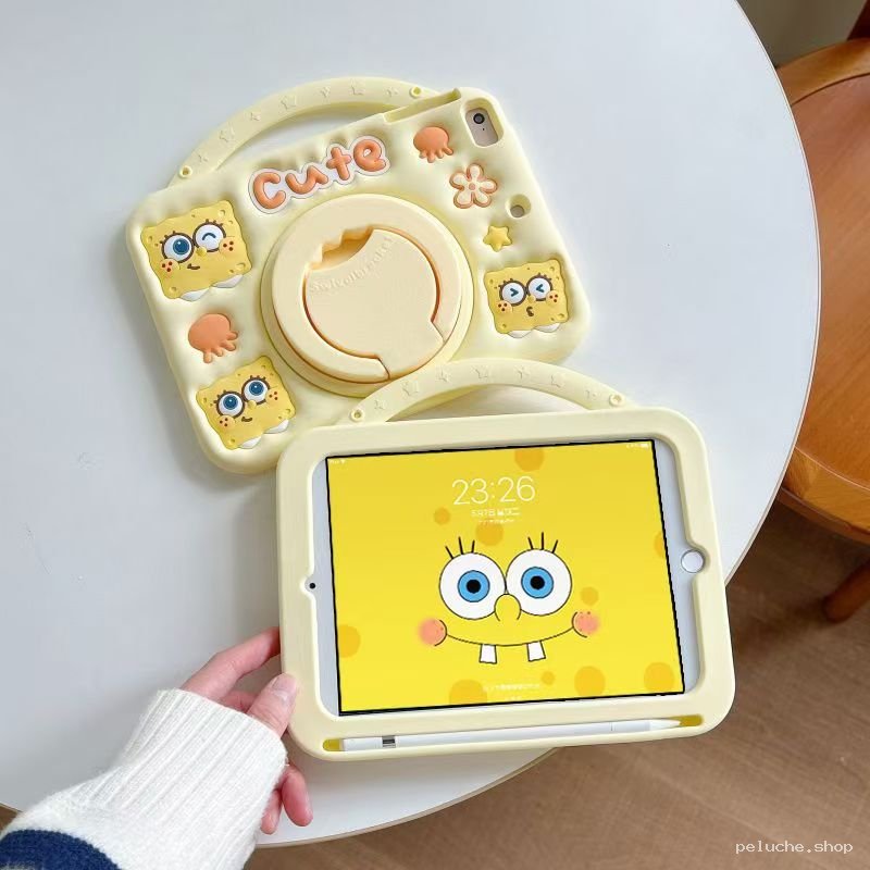 Housse iPad Bob l'Éponge Mignonne avec Support et Poignée