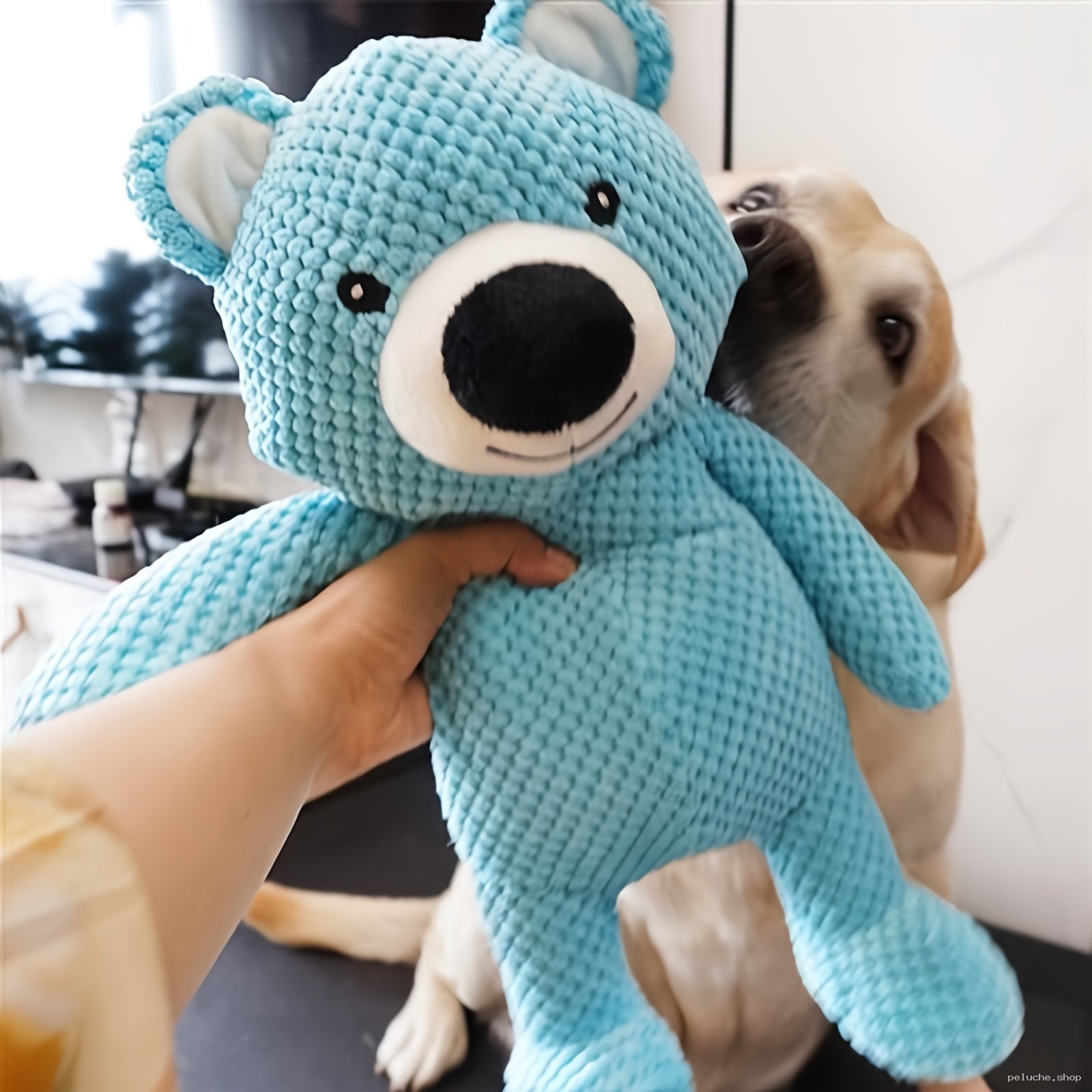 Peluche Ours Bleu Aqua Texturé - Confort et Douceur pour Tous