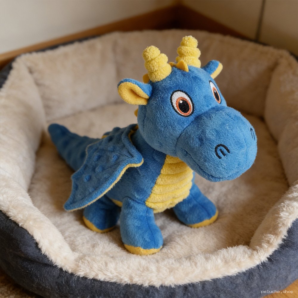 Peluche Dragon Bleu et Jaune - Doudou Doux pour Enfants