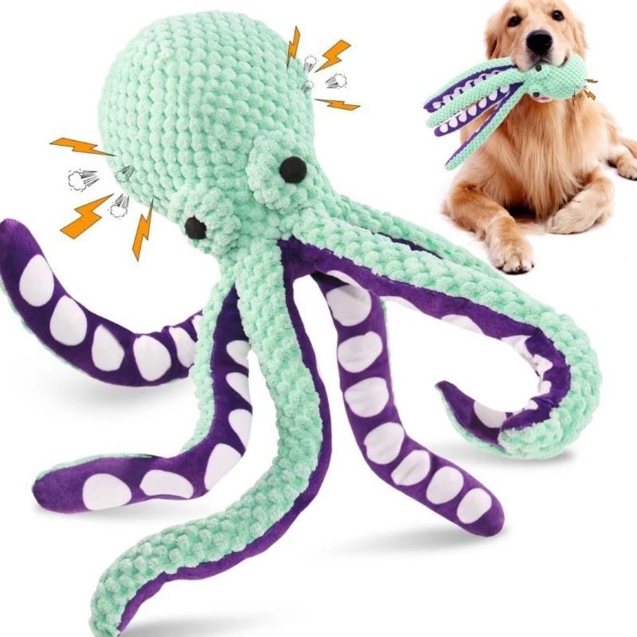 Jouet Poulpe Interactif pour Chien - Peluche Couineur Durable
