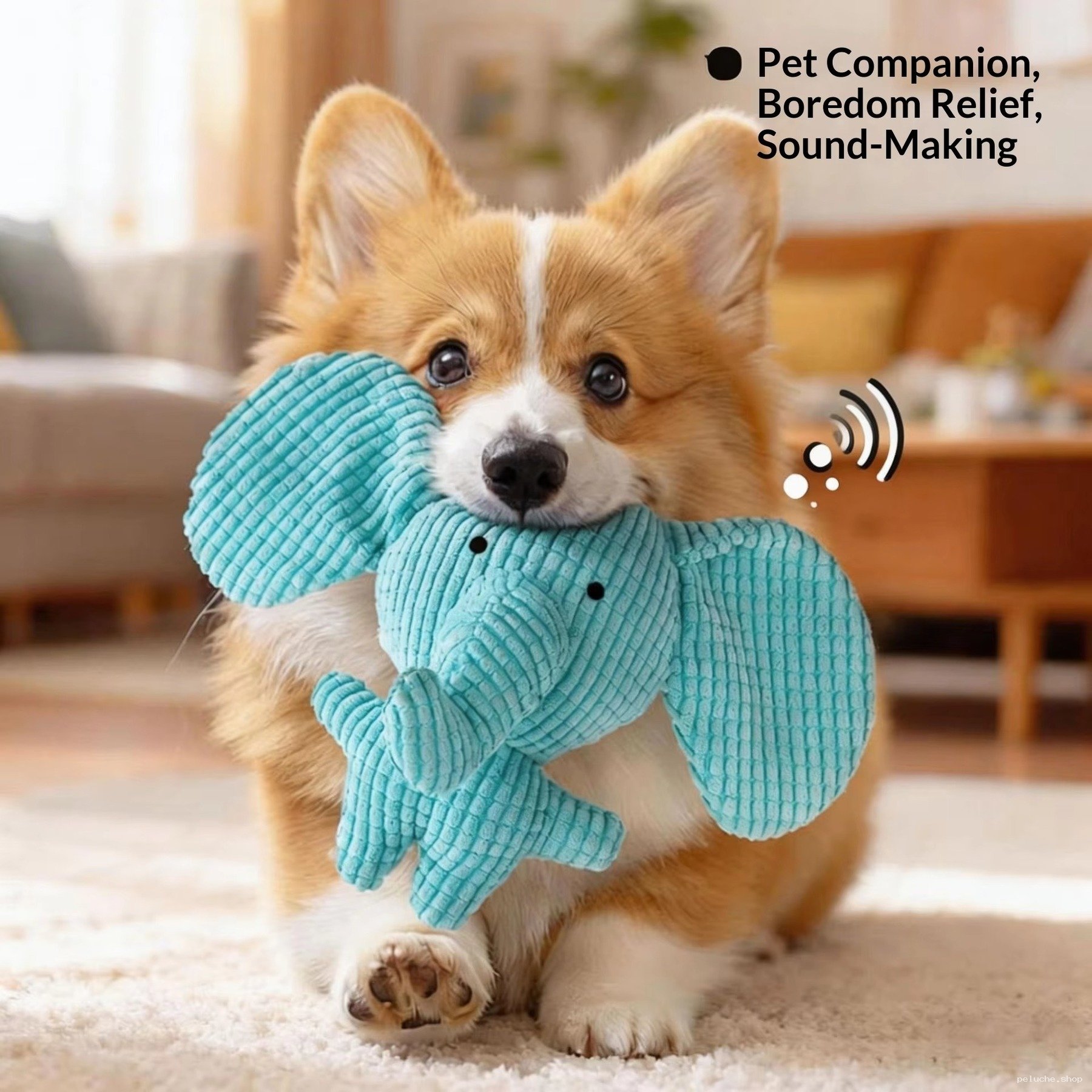 Peluche Éléphant Sonore pour Chien - Jouet Anti-Ennui
