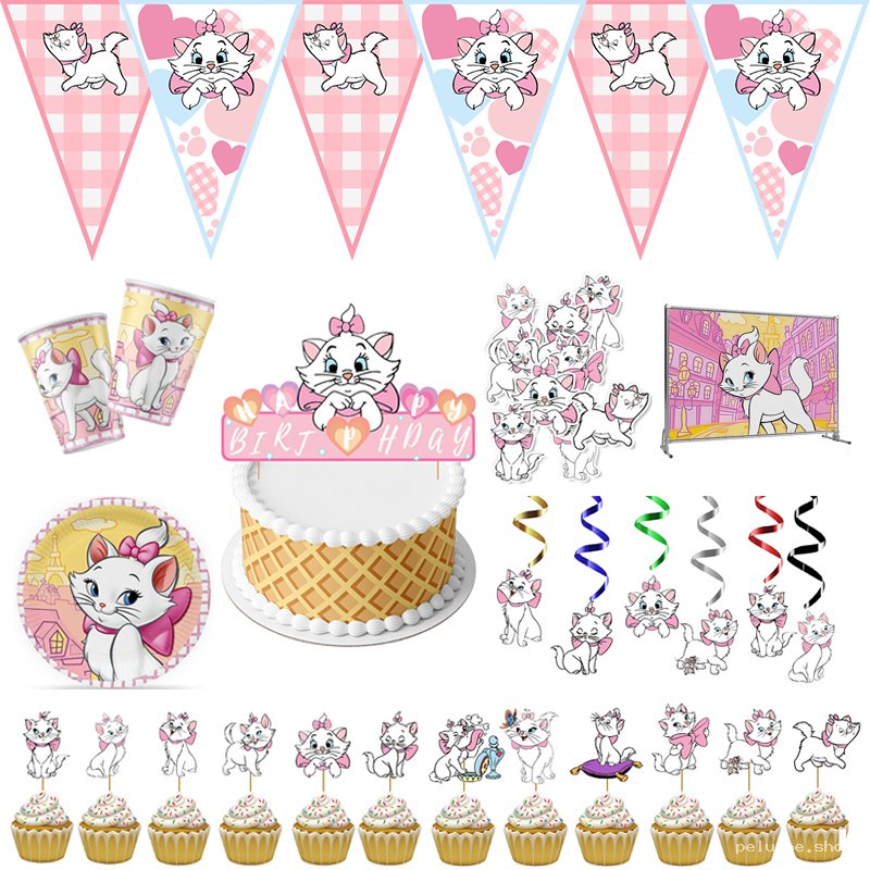 Kit Anniversaire Marie Aristochats - Déco Fête Enfant Rose