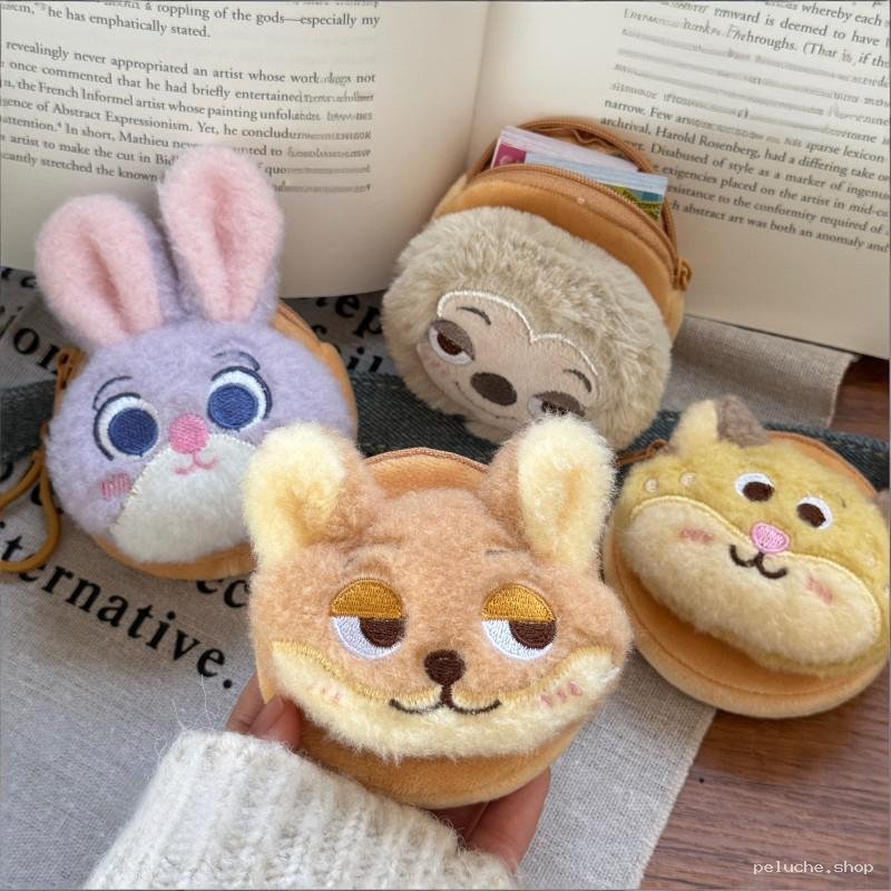 Mini porte-monnaie animaux en peluche doux et adorables