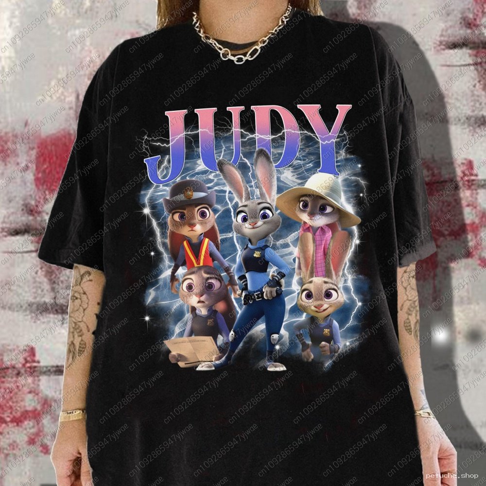 T-Shirt Zootopie Judy Hopps - Style Foudre Rétro Unisexe