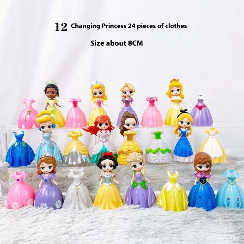 Collection 12 Figurines Princesses avec 24 Robes