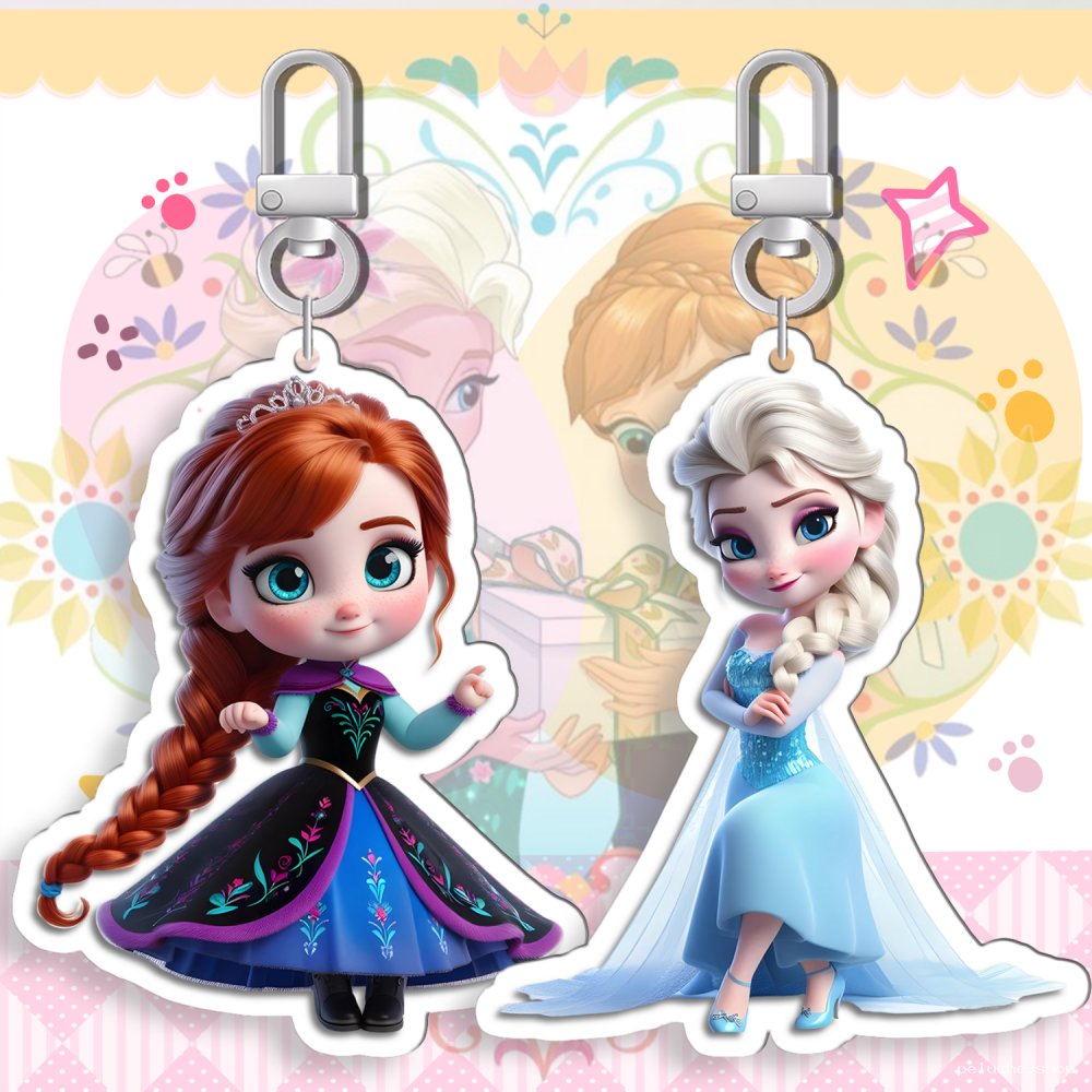 Porte-clés Anna et Elsa La Reine des Neiges - Chibi mignon