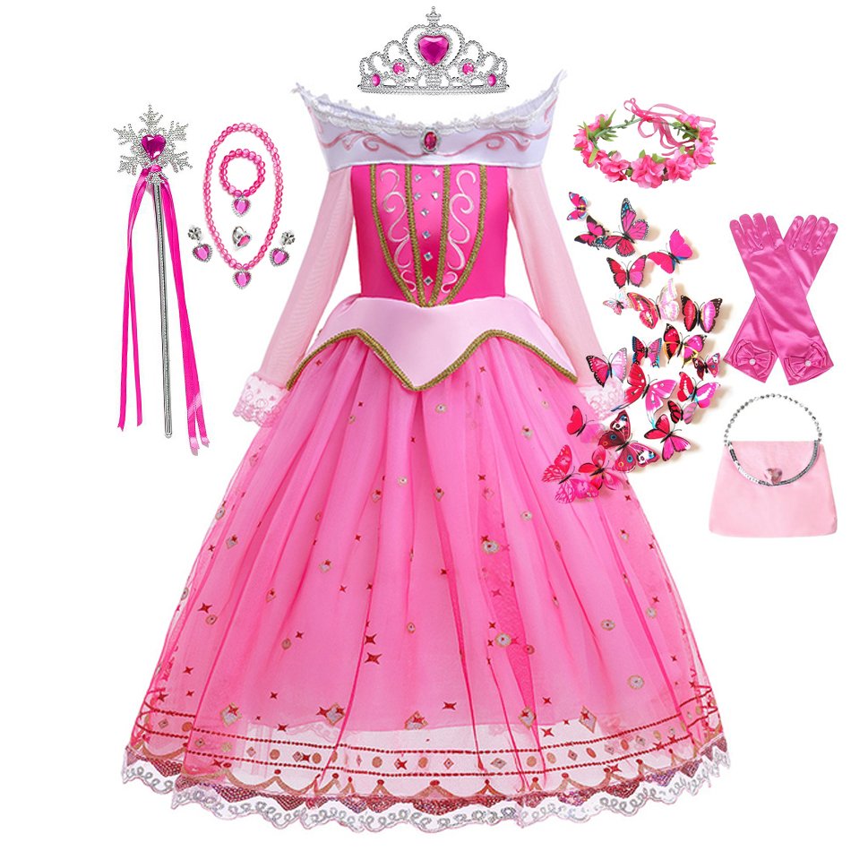Déguisement Princesse Aurore Enfant Rose - Kit Complet Fille