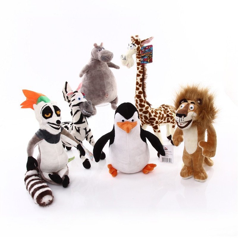 Peluche Madagascar : Set Complet des Héros du Film d'Animation