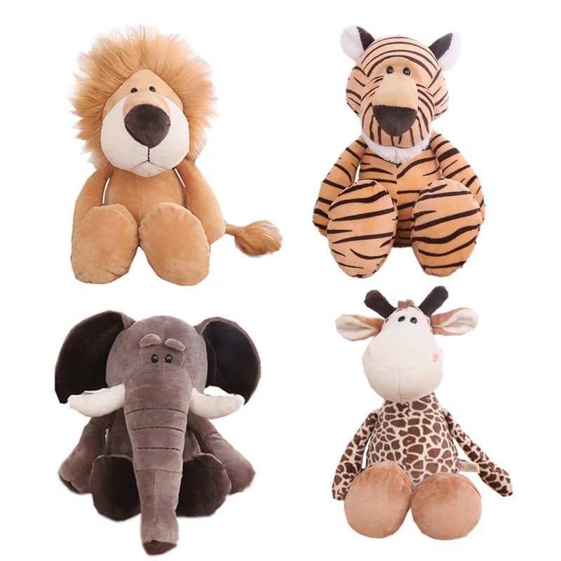 Peluche Animaux Safari Doux | Lion, Tigre, Éléphant, Girafe