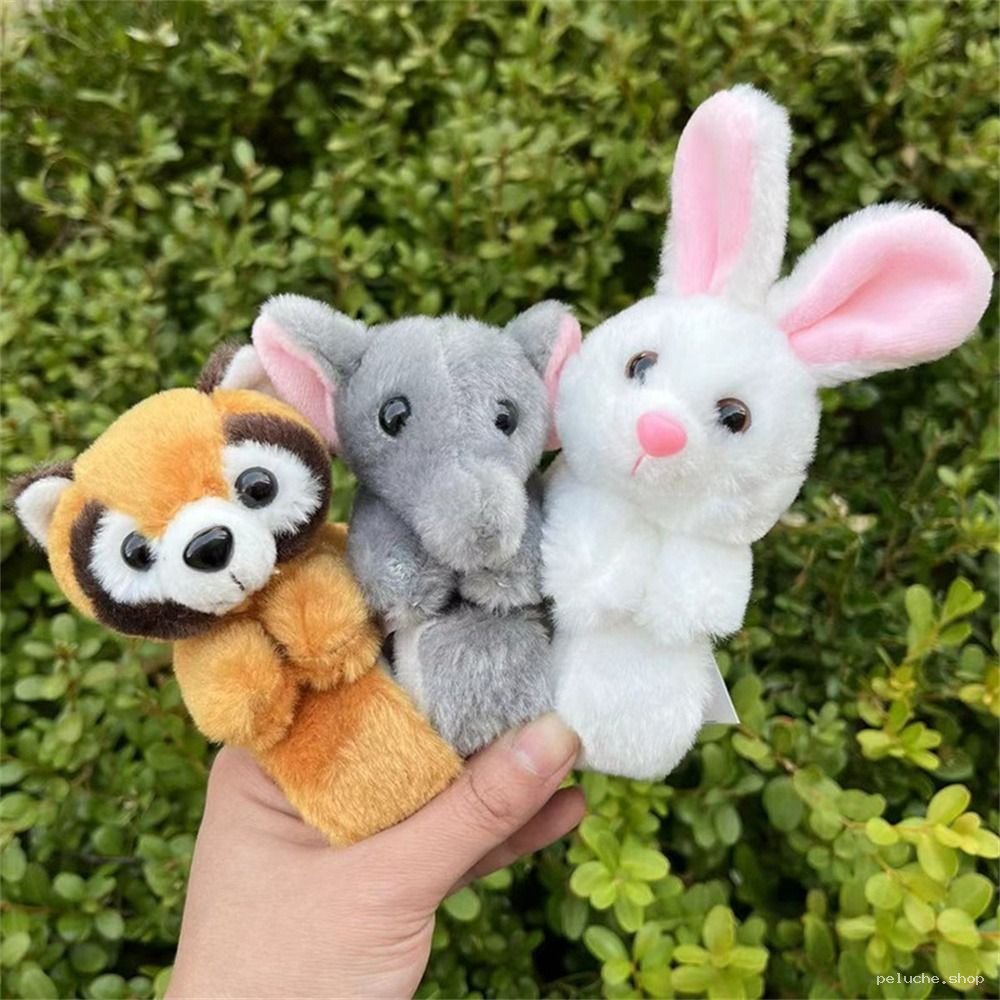 Marionnettes à doigt animaux : Éléphant, Lapin, Panda Roux