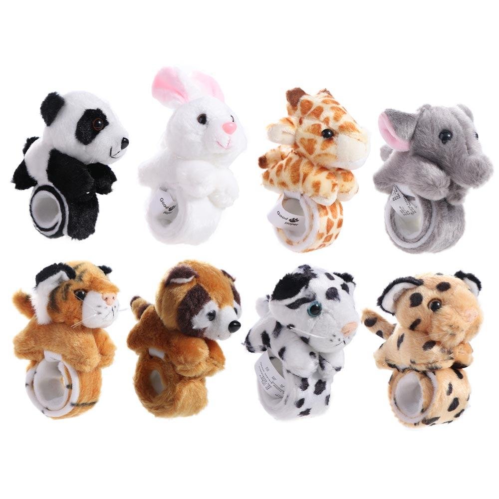 Lot de 8 hochets de poignet animaux en peluche pour bébé