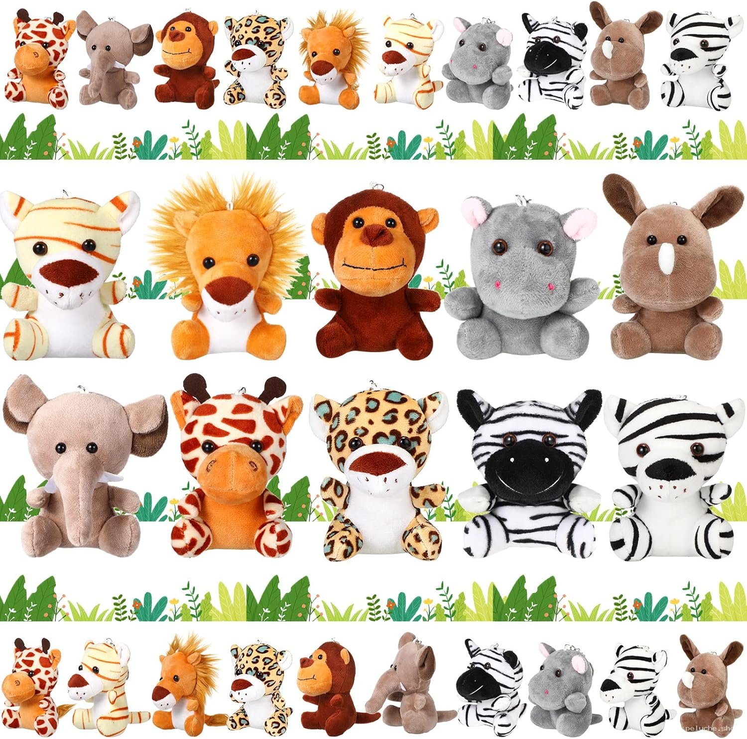 Mini Peluches Animaux Safari Mignons - Collection Complète