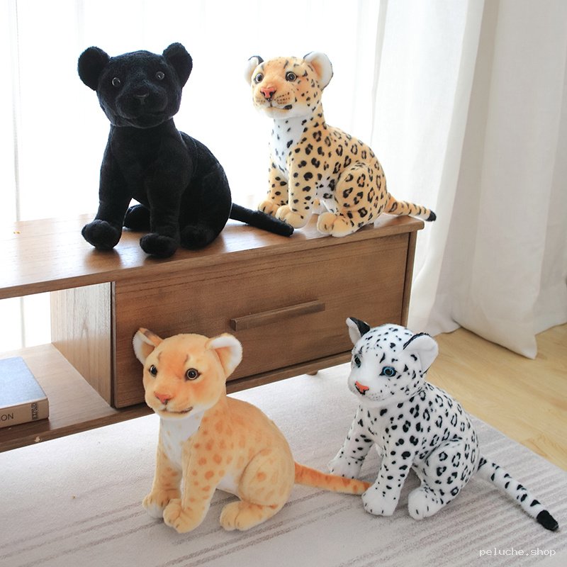 Peluche Bébé Félins Sauvages - Léopard, Panthère, Lionceaux