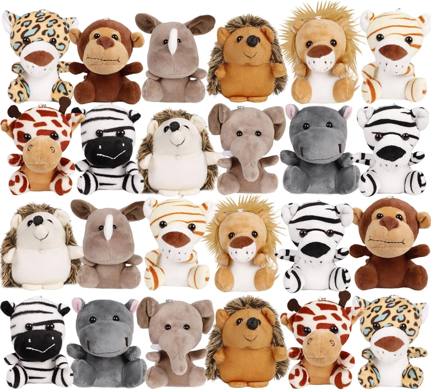Mini Peluches Animaux Safari Mignons - Collection Complète