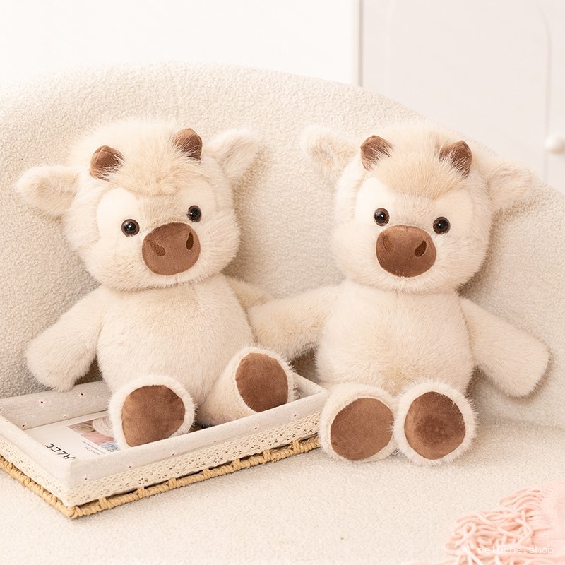 Peluche Vache Douce Beige | Adorable Jouet Câlin Enfant