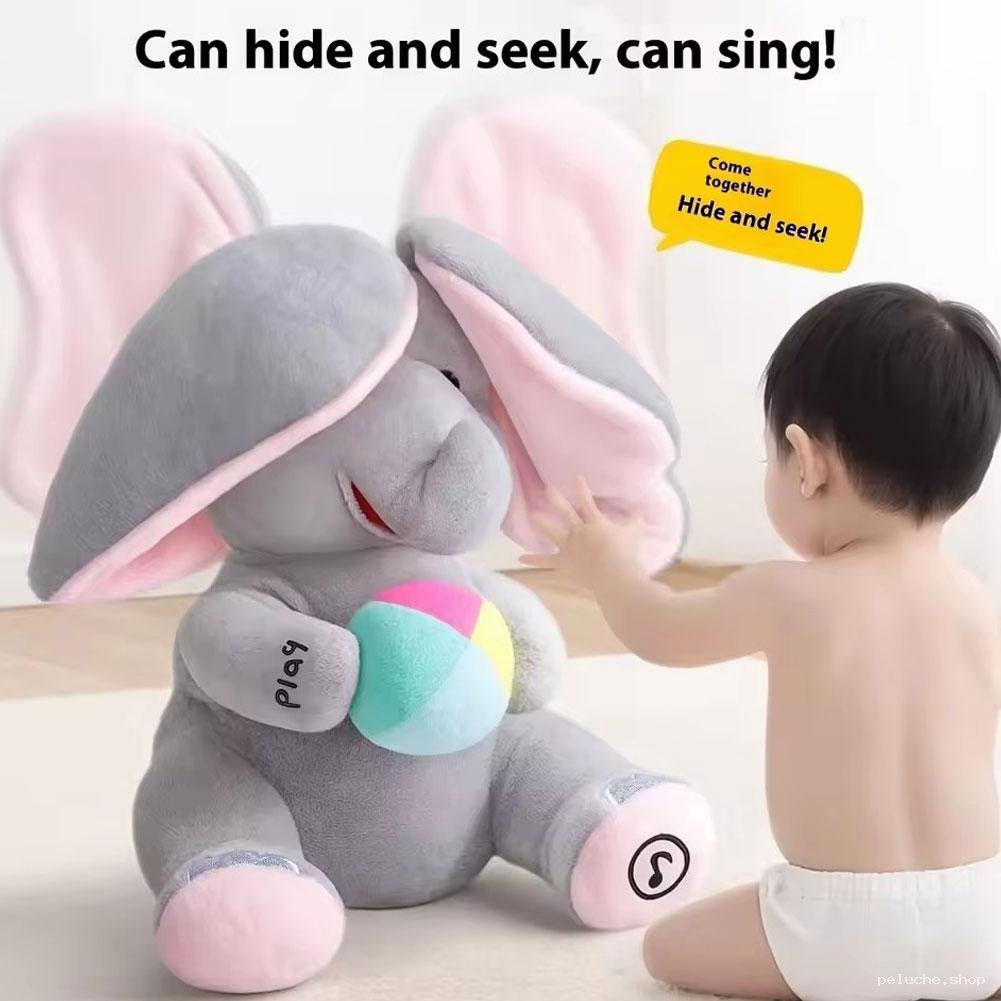 Éléphant Peluche Chantant & Cache-cache Interactif pour Bébé