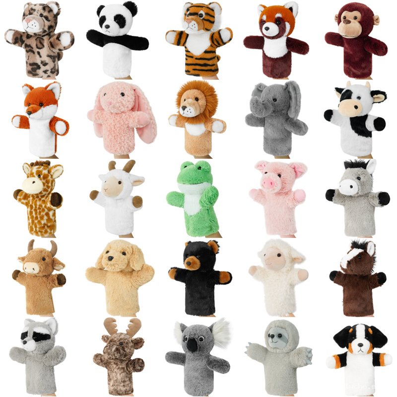 Marionnettes à main animaux - Jouets en peluche interactifs