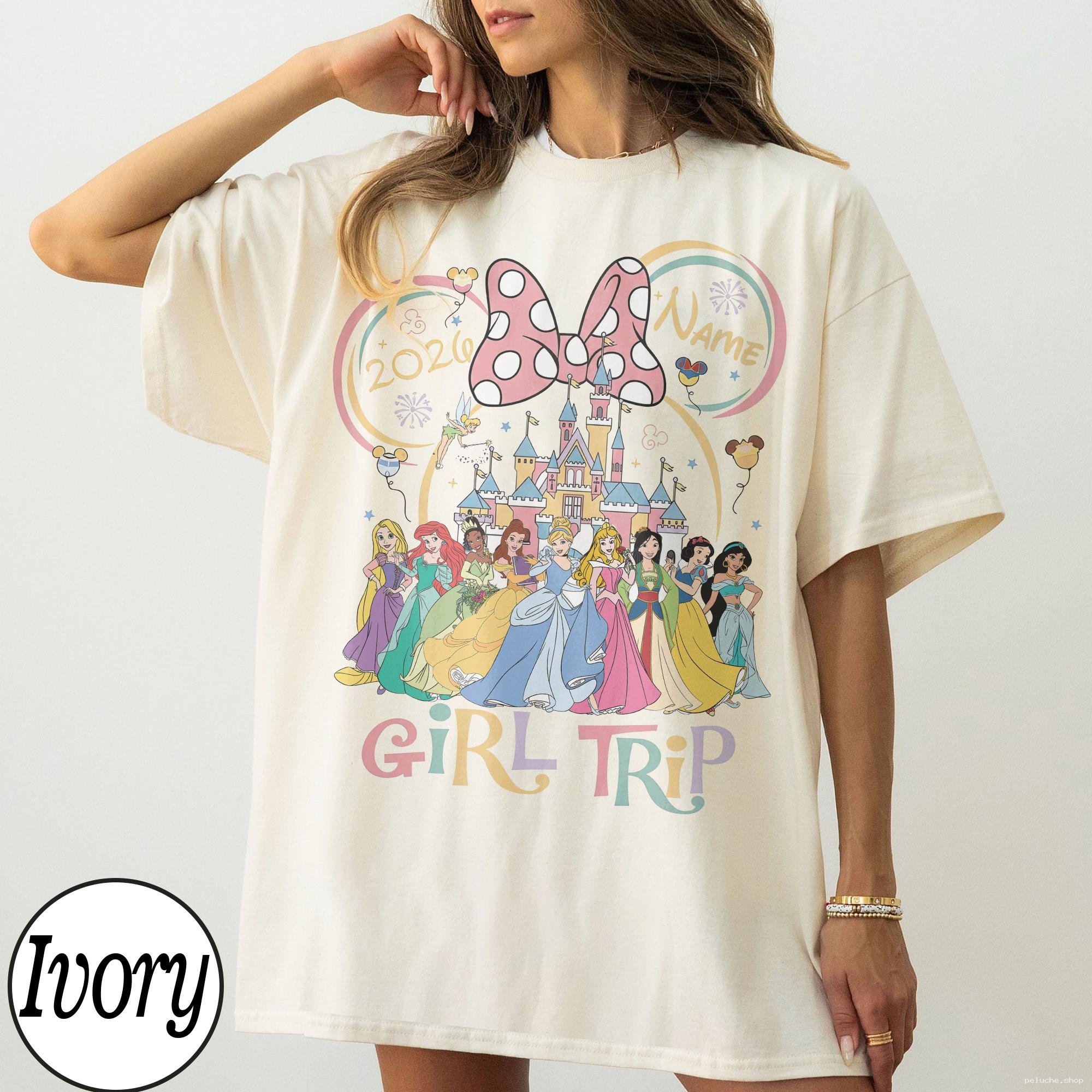 T-shirt Disney Princesses Girl Trip 2026 Personnalisable Femme