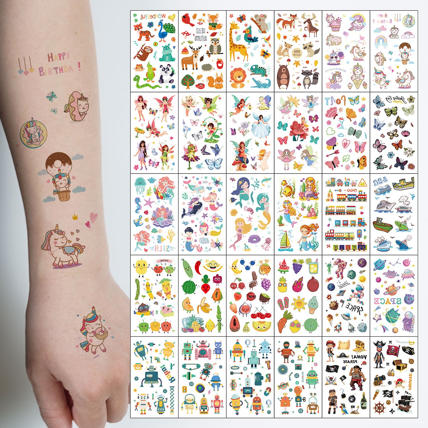 Tatouages temporaires enfants | Licornes, Fées, Animaux